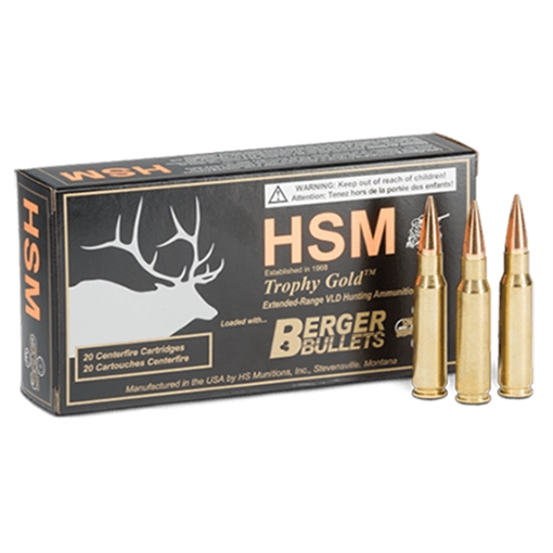 HSM Trophy Gold Extended Range 7mm Rem Mag 168 gr Berger Hunting VLD Match 20 Per Box/ 20 Case 7MAG168VLD