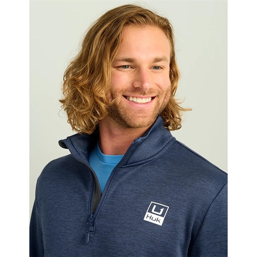 Huk Coldfront & Performance 1/4 Zip Long Sleeve Shirt Naval Academy Heather M H1300098-464-M