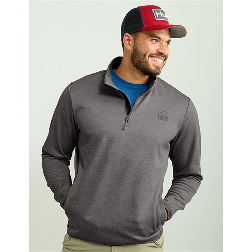 Huk Coldfront & Performance 1/4 Zip Long Sleeve Shirt Volcanic Ash Heather L H1300098-015-L