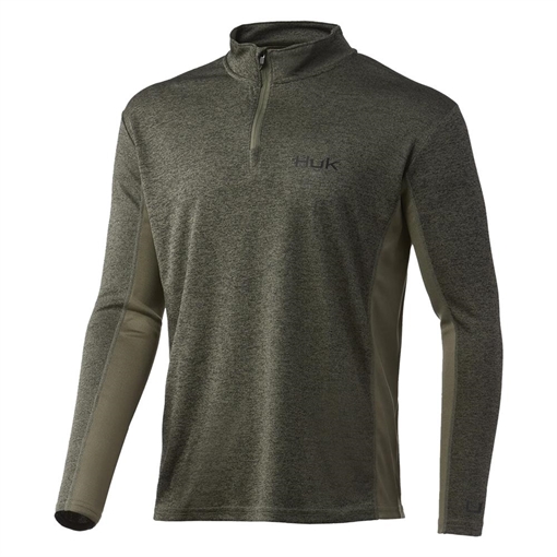 Huk Coldfront 1/4 Zip Long Sleeve Shirt Heather Moss S H1200529-318-S