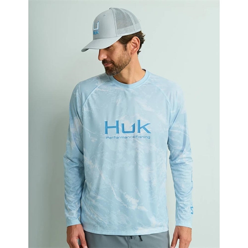 Huk Mossy Oak Pursuit Performance Long Sleeve Crew Shirt MO Stormwater Bonefish S H1200610-978-S