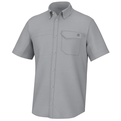 Huk Tide Point Short Sleeve Button Up Shirt Harbor Mist 2XL H1500171-034-XXL
