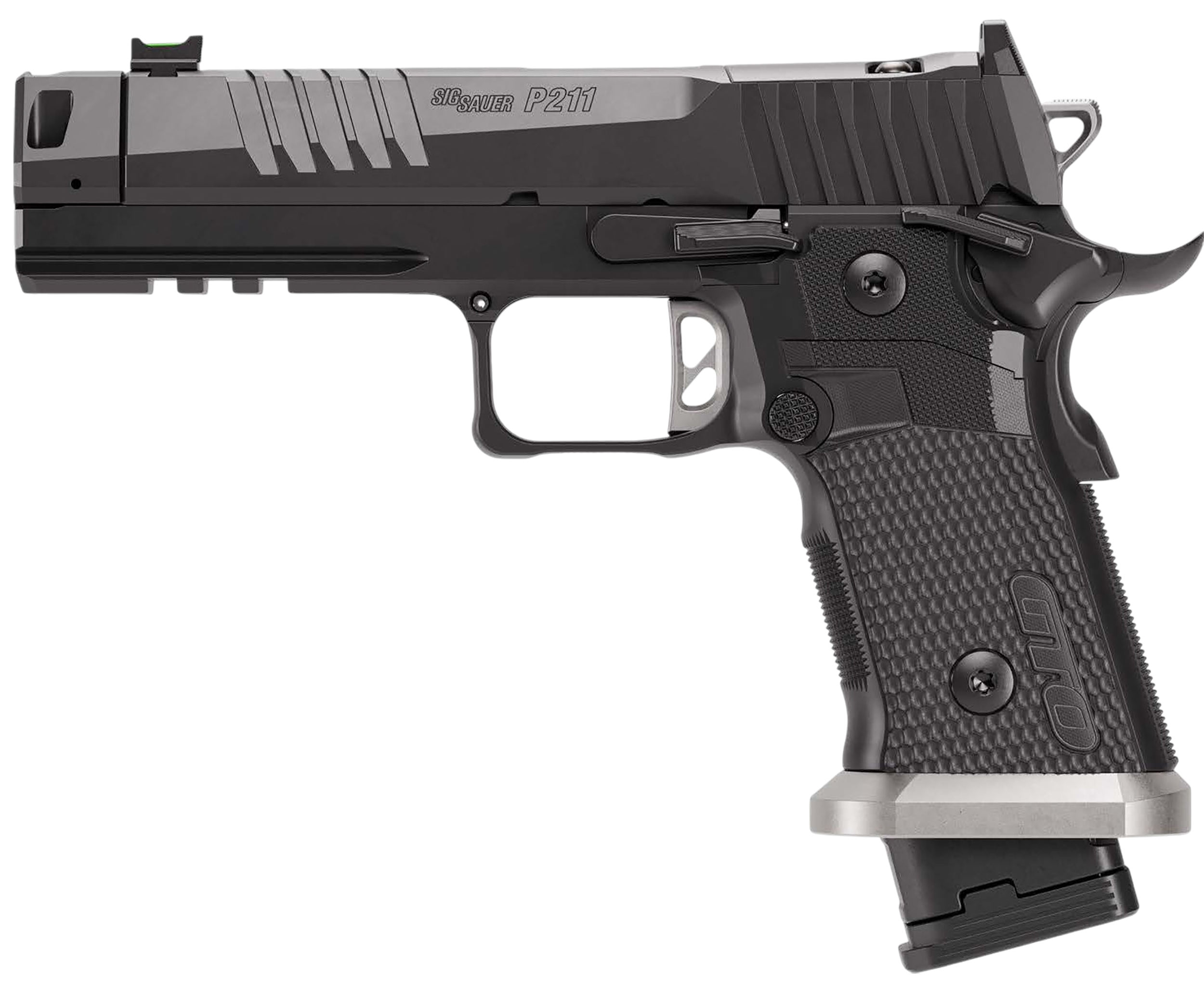 Sig Sauer P211-GTO Pistol 211F-9-GTO, 9mm, 4.4in Bull Barrel, Aluminum/G-10 Grips, MACH3D Compensator, 21 Rds