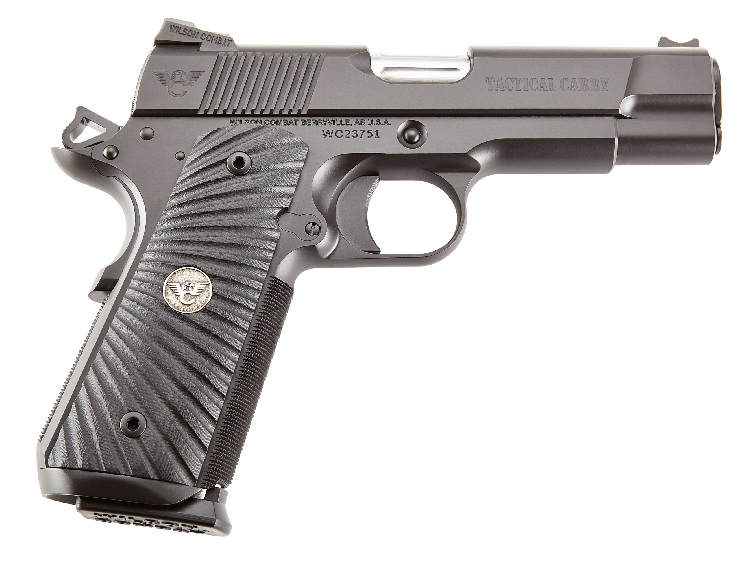 Wilson Combat 1911 Commander Tactical Carry Pistol TCCOM9, 9mm Luger, 4.25in, Black G10 Starburst, Black Armor-Tuff Finish, 8 Rds