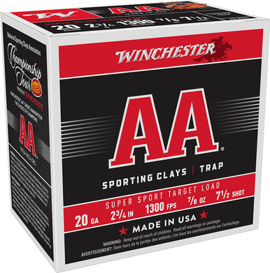 Winchester Ammo AA Super Sport Sporting Clay 20 Gauge 2.75" 7/8 oz 7.5 Shot 25 Per Box