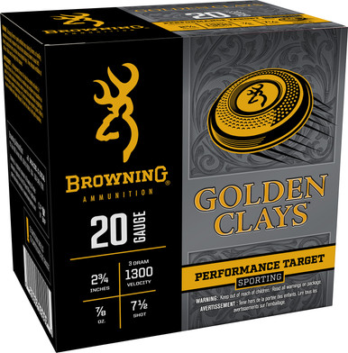 Browning Ammunition Golden Clays 20 Gauge 2.75" 7/8oz 7.5 Shot 25 Per Box