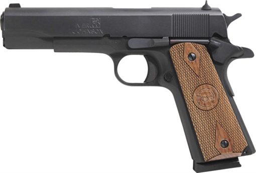 Iver Johnson Arms 1911 A1 38 Super 9+1 5" Black Steel Barrel, Matte Blued Serrated Steel Slide & Frame w/Beavertail, Double Diamond Checkered Walnut Grip 1911A1938