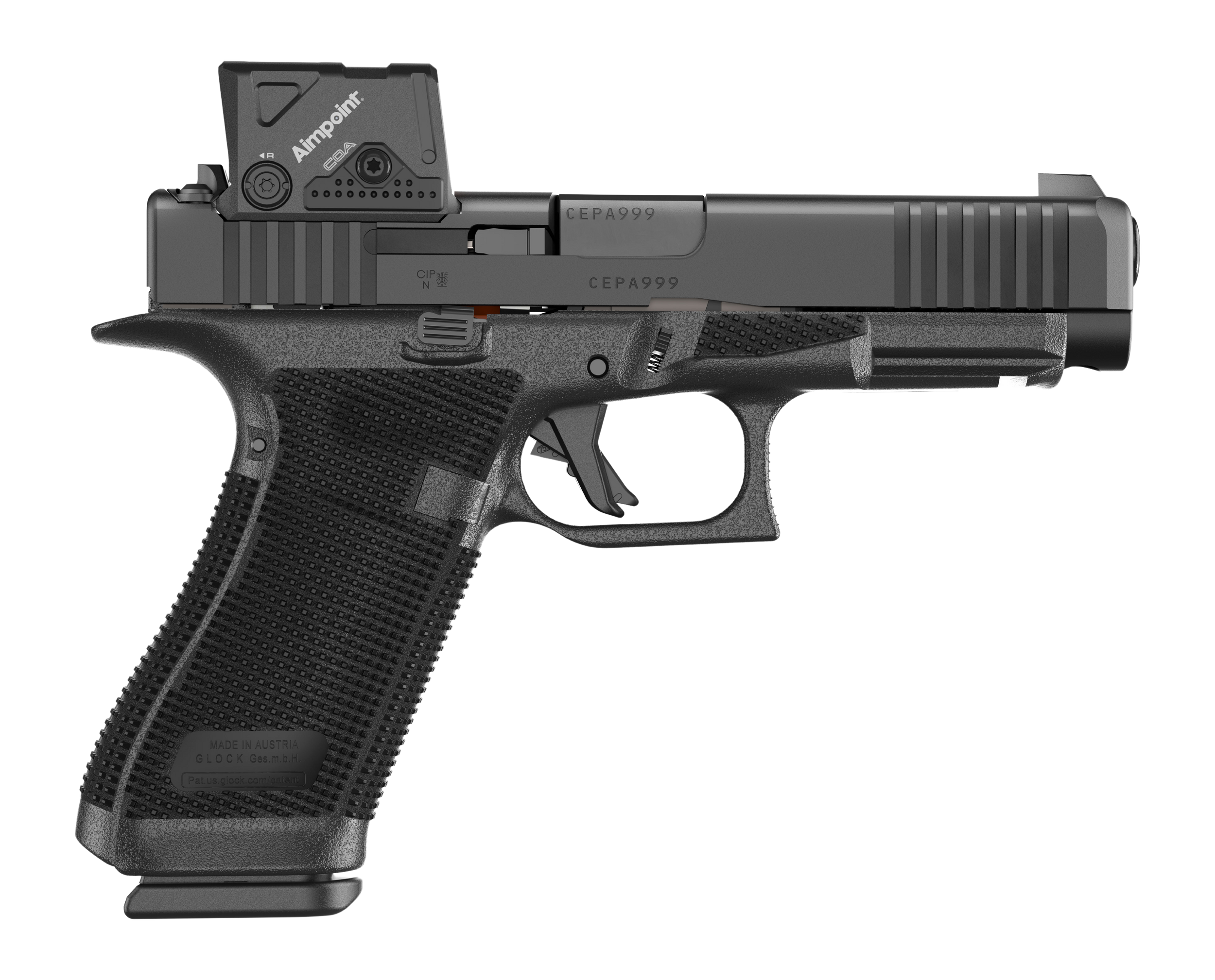 Glock G17 Gen6 w/Aimpoint COA Pistol P61750B01DC8A3, 9mm, 4.49in, Black Textured Polymer Grips, Black Finish, 10 Rds