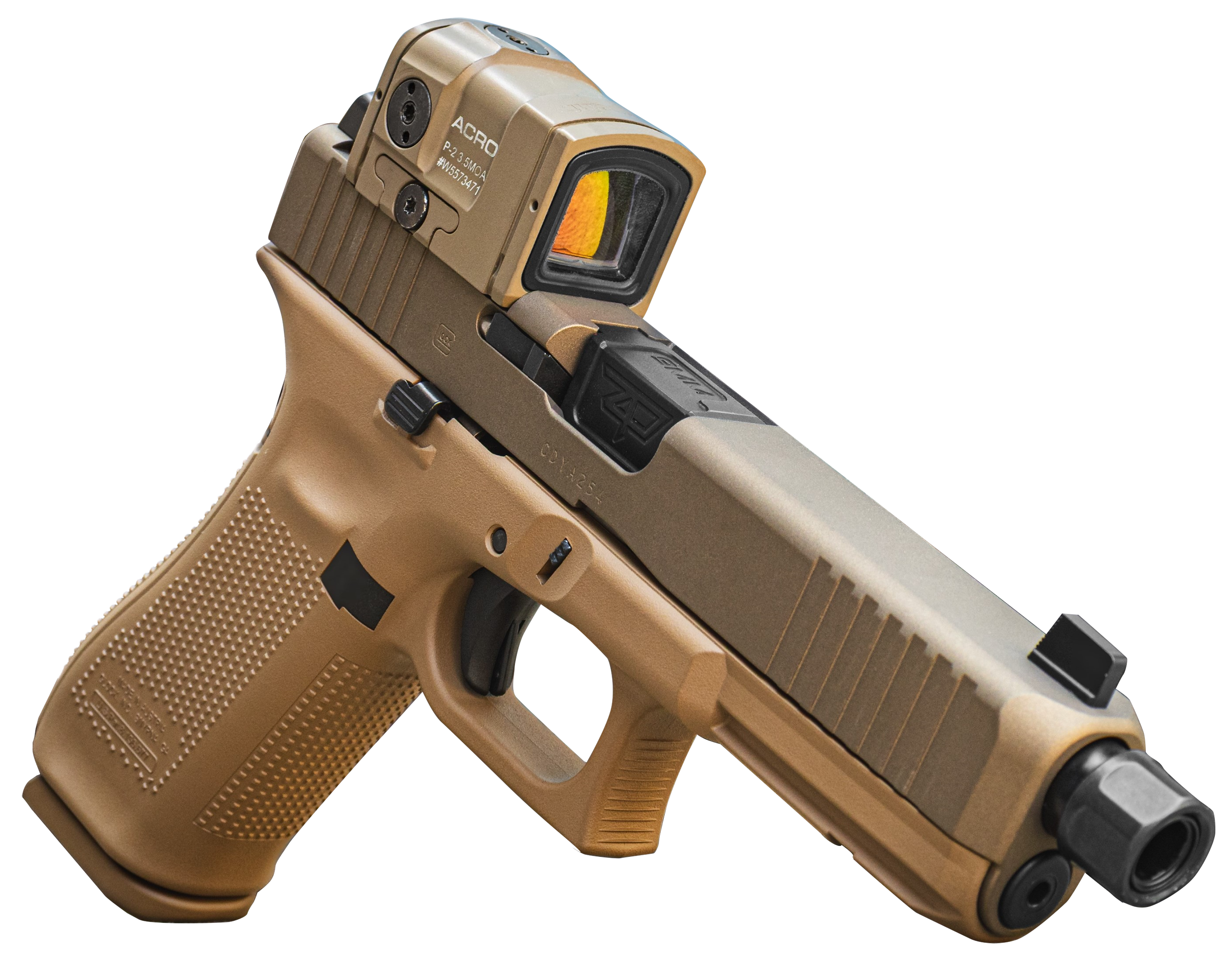 Glock G17 Gen5 Pistol w/Aimpoint ACRO UA175S204N17FDE, 9mm, 4.49in, FDE Textured Polymer Grips, Flat Dark Earth Cerakote Finish, 17 Rds