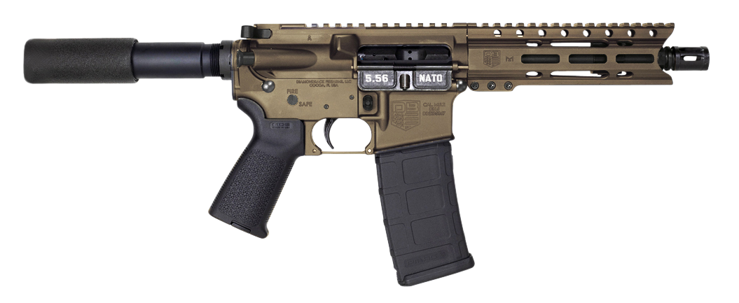 Diamondback Carbon DB15 Pistol DB1912K071, 5.56 NATO, 7in, No Stock, MOE Grips, Bronze Finish, 30 Rds