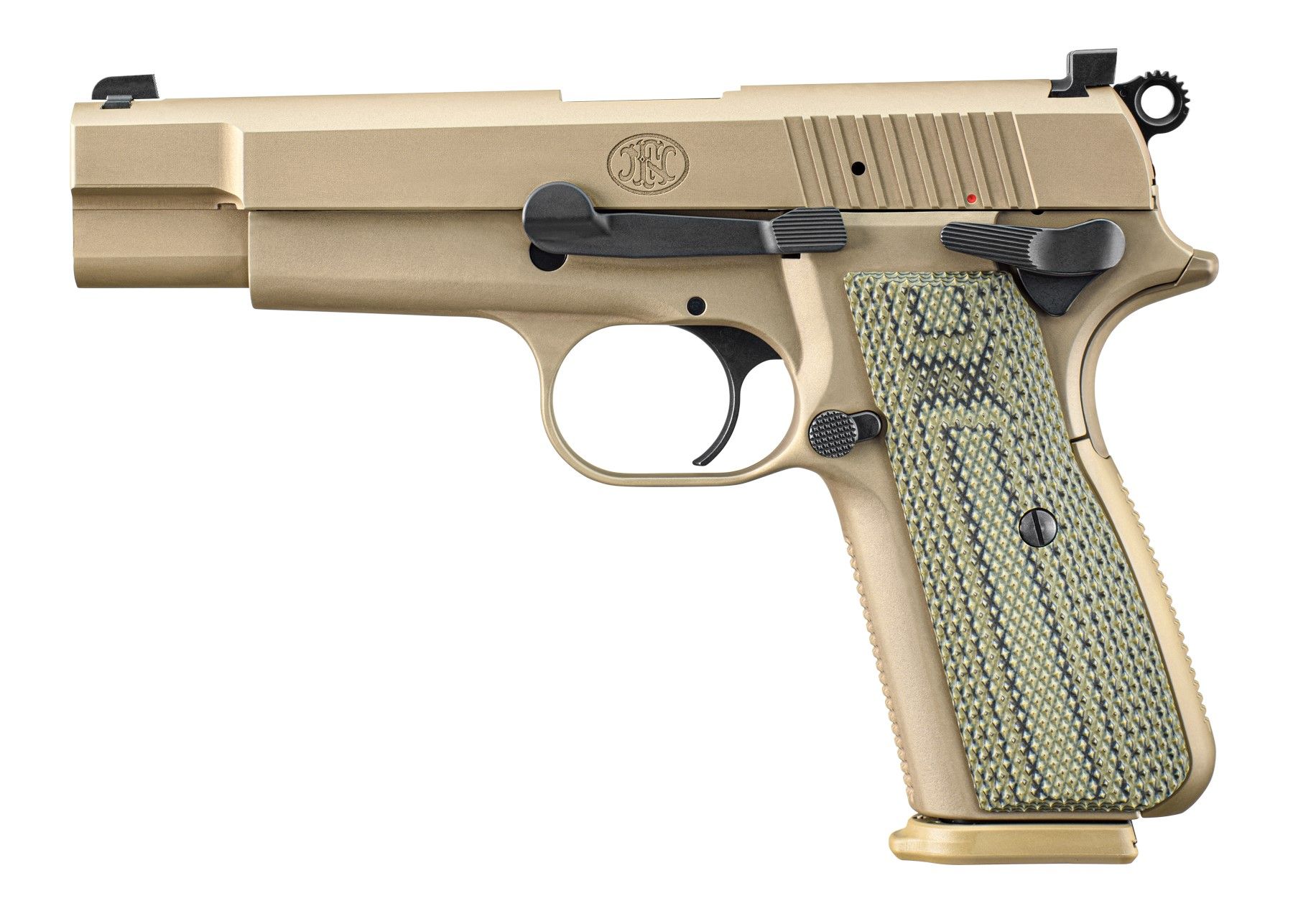 FN Herstal FN High Power Pistol 66-102107, 9mm, 4.7in, Dirty Olive G10 Grips, 17 Rds