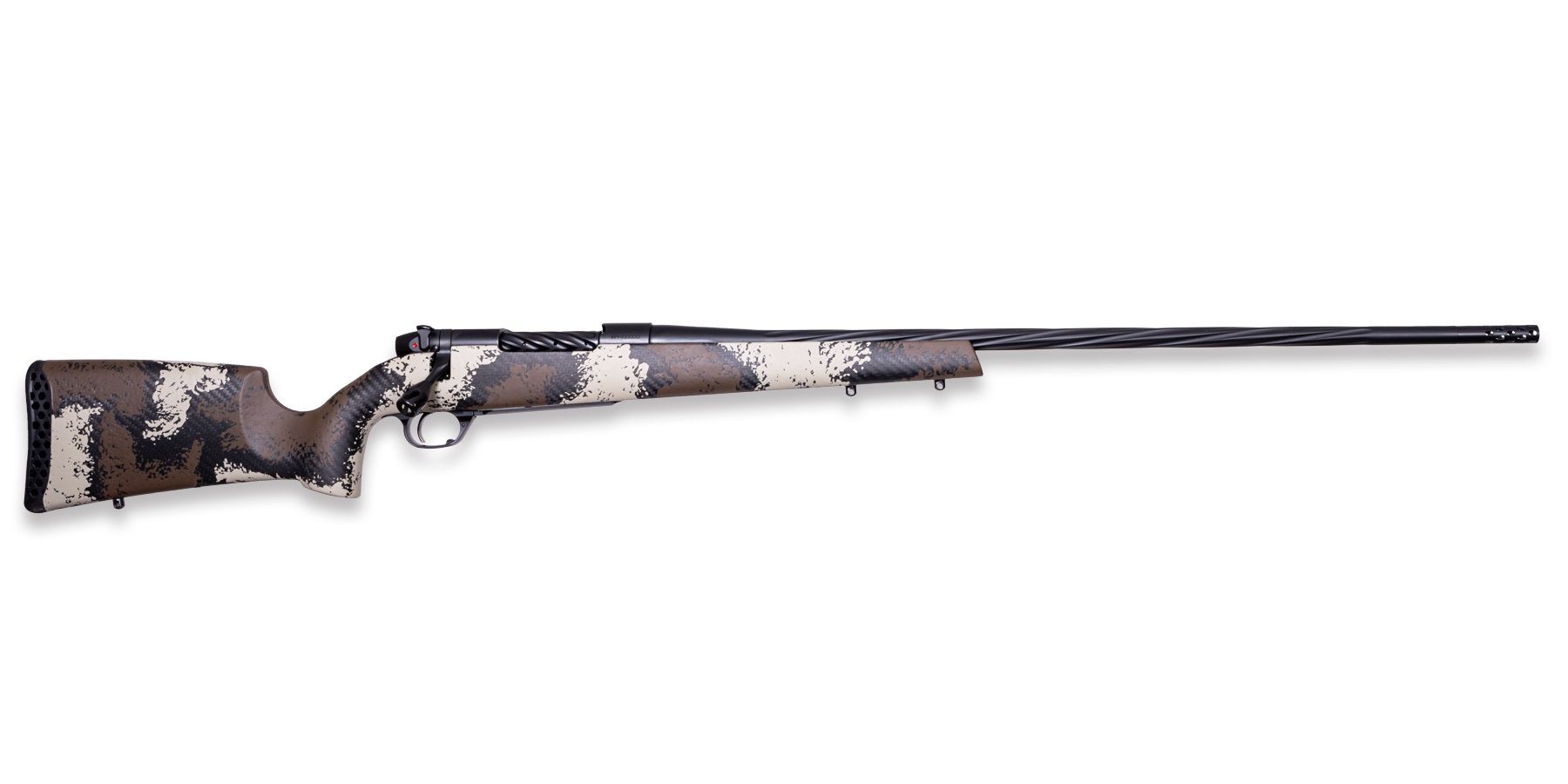 Weatherby Mark V High Country Rifle MHC01N243NR4B, 243 Win, 22", Carbon Fiber W/brown & Tan Stock, 4 Rds