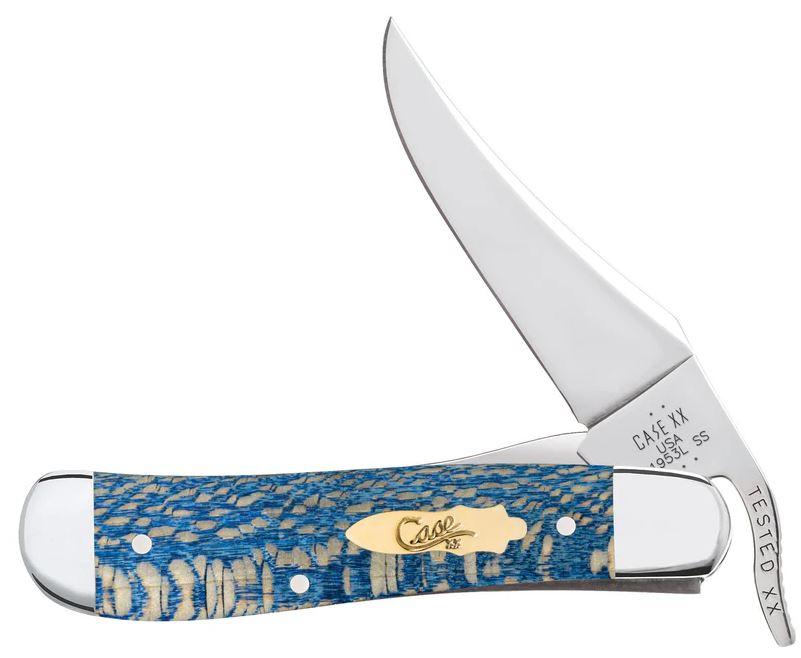 Case Knife Russlock, Blue Sycamore Smooth Wood, Mirror-Polished,(63734)