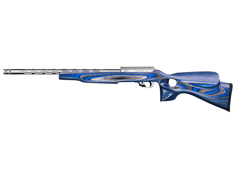 Volquartsen IF-5 Rimfire Rifle VCS-0492, 22 LR, 18.5", Blue Laminate Thumbhole Stock, Stainless Fluted Bull Barrel, 10+1