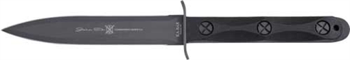 Ka-Bar Ek Model 4 6.63" Fixed Double Edge Spear Point Plain Stonewashed 1095 Cro-Van Blade, Black GRN Handle, Includes Sheath EK44