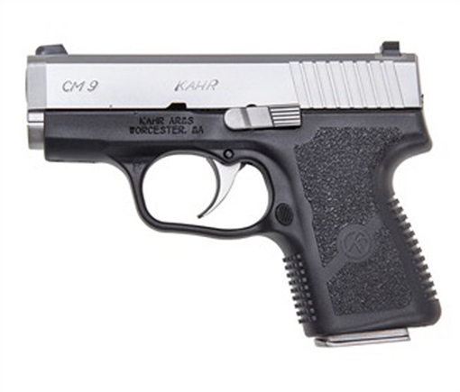Kahr Arms CM9 9mm Luger 6+1 3" Stainless Steel Barrel, Matte Stainless Serrated Slide, Black Polymer Frame, Black Textured Polymer Grip, Night Sights, No Safety, Right Hand CM9093N