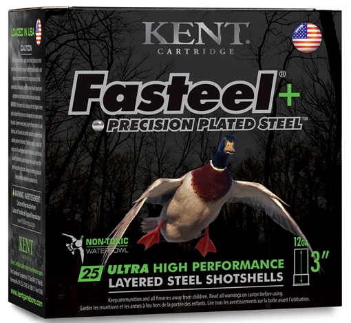 Kent Fasteel + Precision Plated Steel Waterfowl Shotshells 12ga 3" 1-1/4oz 1450 fps #BB & #2 25/ct K123FSP36-BBX2 K123FSP36BBX2