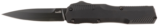 Kershaw Livewire Automatic 3.30" OTF Spear Point Plain Black DLC CPM MagnaCut Steel Blade, Black Anodized Aluminum Handle, Includes Pocket Clip 9000BLK