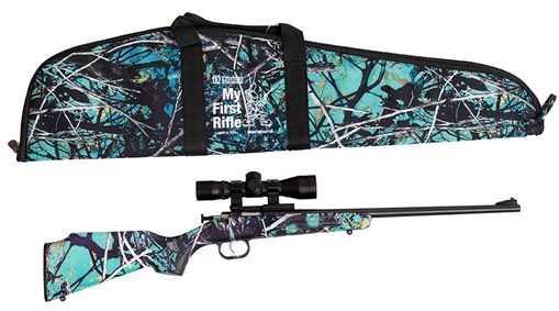 Crickett My First Rifle Package 22 S/L/LR Single Shot 16.10" Blued Steel Barrel & Receiver, Muddy Girl Serenity Synthetic Fixed Stock, 4x32 Scope KSA2172BSC