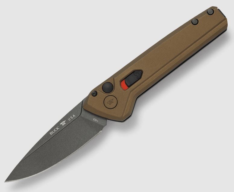 Buck Knives 0838BRS1-B, 838 Deploy Auto Knife, Cerakoted coated, 154CM steel drop point blade, Burnt bronze Cerakote coated aluminum