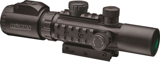 Konus KonusPro AS-34 Matte Black 2-6x28mm 34mm Tube Dual Illuminated Green/Red Engraved Mil-Dot Reticle Features Bubble Level 7170