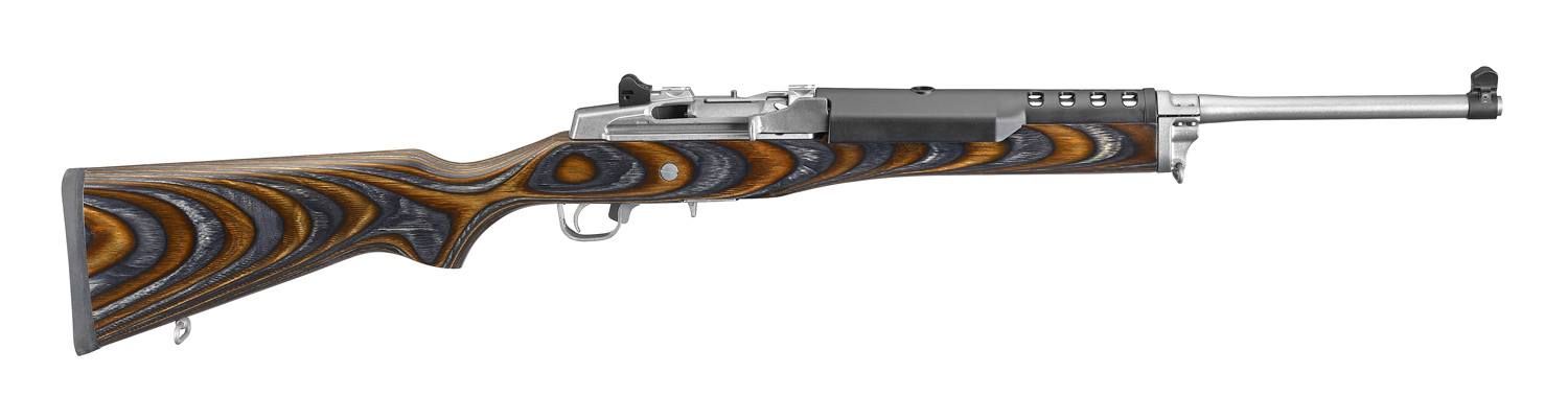 Ruger Mini-14 Ranch Rifle 5887, 223 Rem, 18.5", Brown/Black Chevron Laminate Stock, 5 Rds