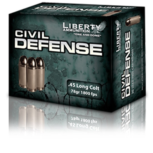 Liberty Ammunition Civil Defense 45Colt 78gr Lead Free Fragmenting Hollow Point 20 Per Box/50 Case LA-CD-45-031