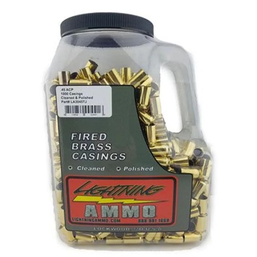 Lightning Ammo Reman. Cleaned & Polished Brass .45 ACP 500/ct Jug (Mixed Primer Size) LA-3045FJ