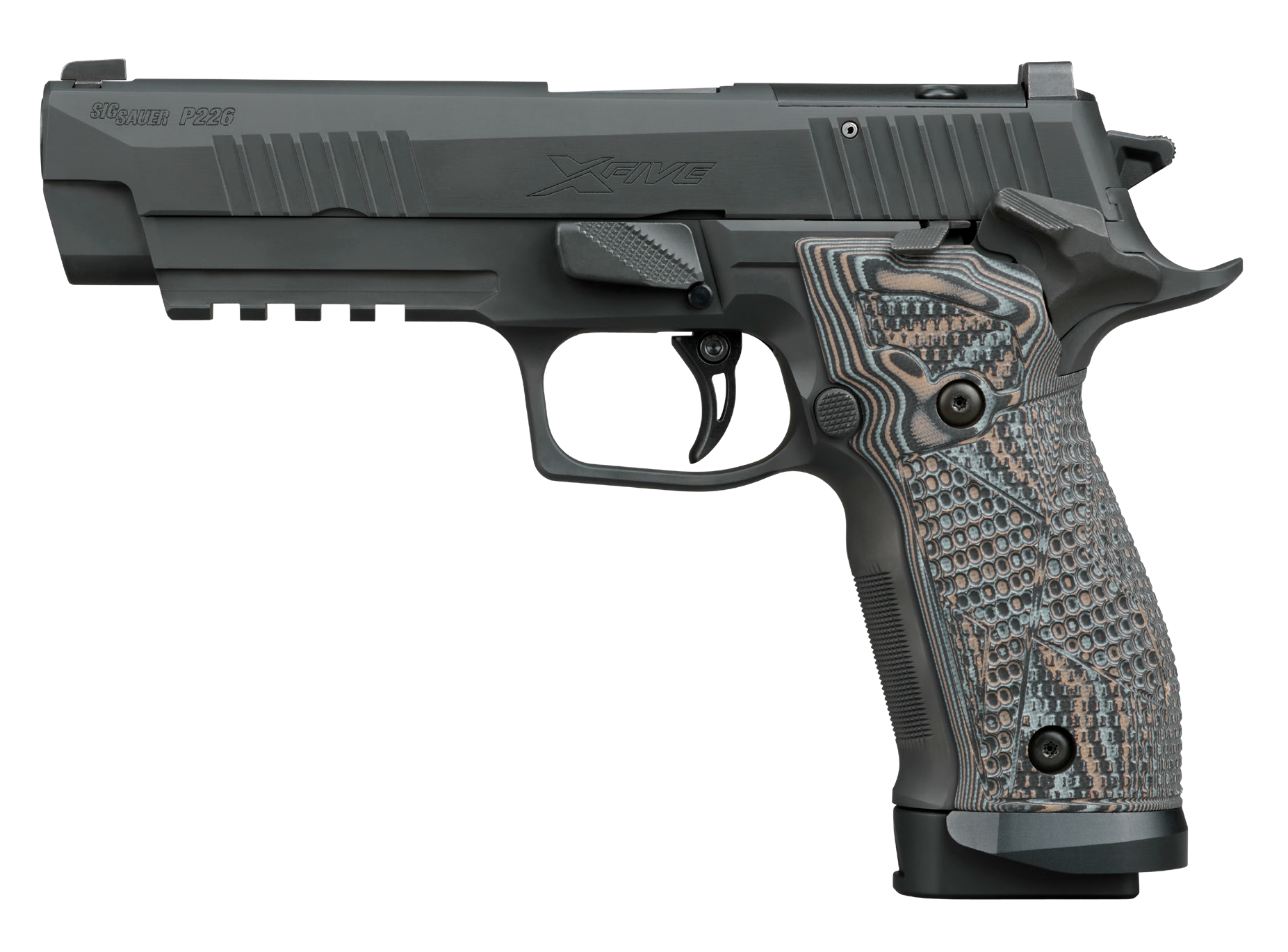 Sigarms P226 XFive Extreme Optic Ready Pistol 226X59XTMSAORXSL, 9mm, 5in, Hogue G10 Piranha Grips, Black Nitron Finish, 20 Rds