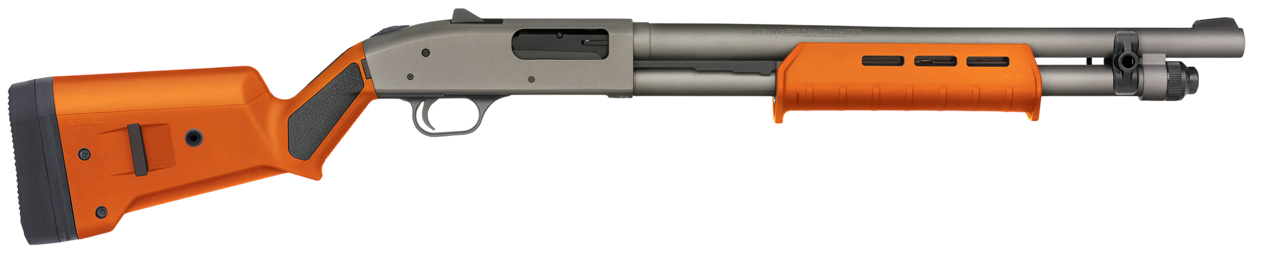 Mossberg 590A1 Pro Pump Shotgun 50792, 12 Gauge, 18.50", 3" Chmbr, Magpul SGA Safety Orange Synthetic Stock, 6 Rds