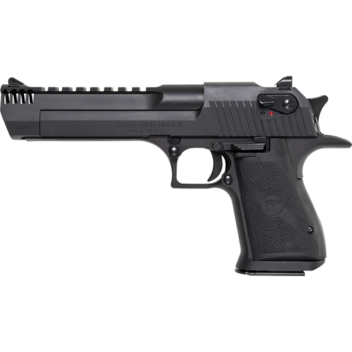 Magnum Research Desert Eagle Mark XIX 50 AE 6" with Muzzle Brake 7+1 Matte Black Carbon Steel Frame & Slide Black Rubber Grip DE50IMB
