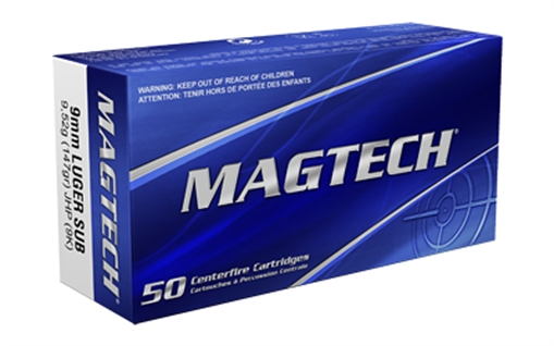 Magtech Range/Training 9mmLuger 147gr Jacketed Hollow Point Subsonic 50 Per Box/20 Case 9K