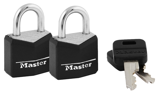Master Lock Padlock Keyed Open With Key Keyed Alike Steel Vinyl-Covered 2 Per Pkg 121T