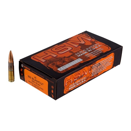Hsm Ammunition 300 AAC BLACKOUT 220GR HOLLOW POINT BOAT TAIL 20/BOX HSM-300BLK-4-N