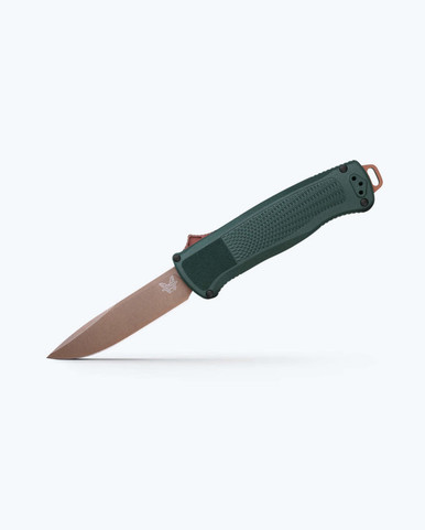 Benchmade Seasonal 5371FE-2601 Shootout OTF AUTO Knife 3.49" Z-Wear Flat Dark Earth PVD Battlewash Drop Point Blade, Taiga Green Grivory Handles