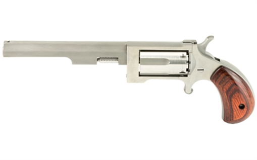 North American Arms Sidewinder, Single Action Only, Revolver, 22 WMR, 4" Barrel, Stainless Steel, Silver, Wood Grips, Fixed Sights, 5 Rounds, "Swing-out" Style Cylinder Assembly NAA-SW-4 SW4