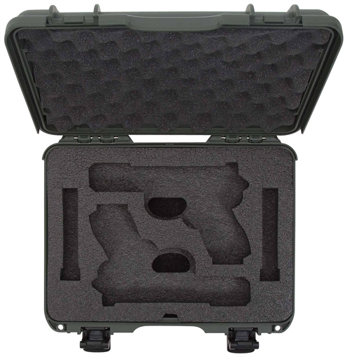 Nanuk 910 Glock Compatible 2 Up Pistol Case Olive Polymer w/ Latches Closed-Cell Foam Padding & Airline Approved 13.20" L x 9.20" W x 4.10" H Interior Dimensions 910GLOCK6