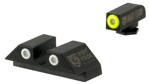 Night Fision Tritium Night Sights For Glock Green Tritium Yellow Outline Front Sight- Green Tritium White Outline Rear Sight Glock 20/21/29/30/36/40/41 GLK002007YGW