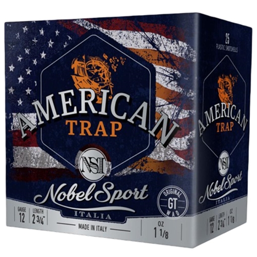 Nobel NSI American Trap Shotshell 12 ga 2-3/4" 1-1/8 oz 1145 fps #8 25/ct ANSL128
