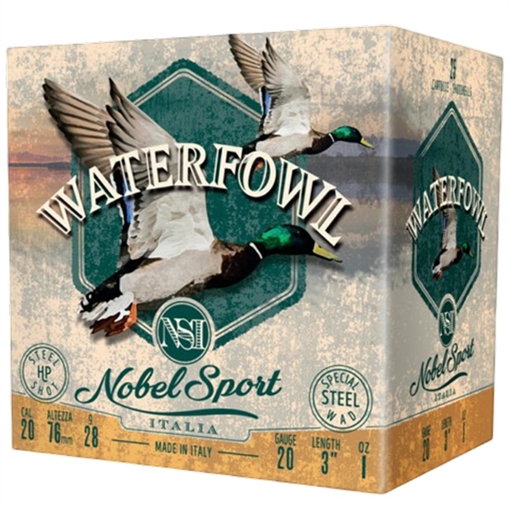 Nobel Sport Steel Waterfowl 20 Shotshells 20ga 1oz 3" 1450 fps #4 25/ct ANS203ST4