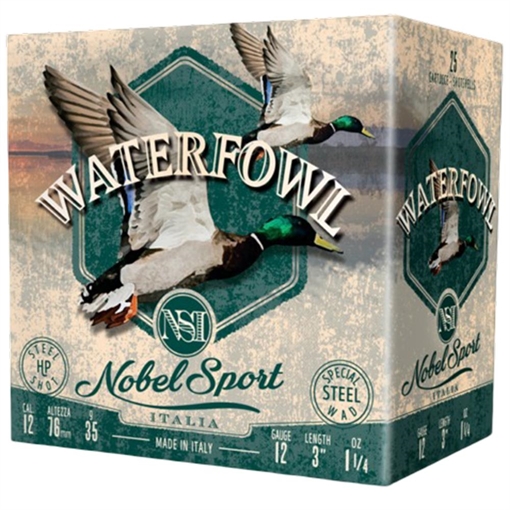 Nobel Sport Steel Waterfowl Shotshells 12 ga 3" 1-1/4 oz 1450 fps #2 25/ct ANS123ST2
