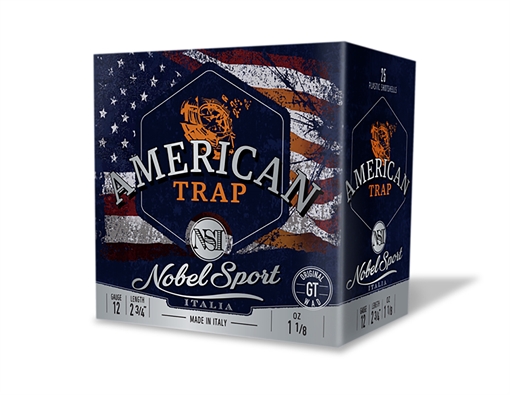 Nobel/Eurosports LLC ANS12FSC8 American Trap 12Gauge 2.75" 1 1/8oz 8Shot 25 Per Box/10 Case ANS121FSC8