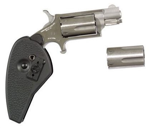 North American Arms Mini Revolver, Single Action Only, Revolver, 22LR/22 WMR, 1.125" Barrel, Stainless Steel, Silver, Holster Grip, Fixed Sights, 5 Rounds NAA-22MSC-HG 22MSCHG
