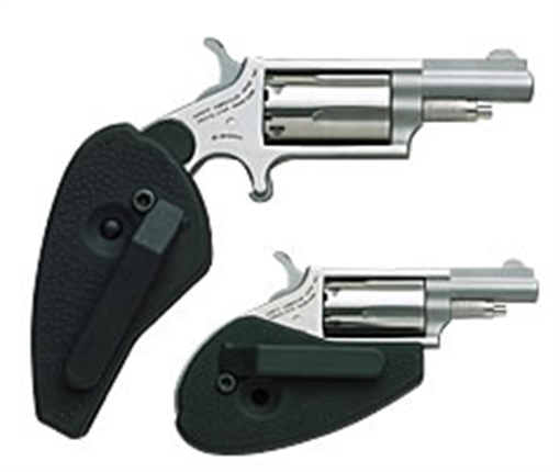 North American Arms Mini Revolver, Single Action Only, Revolver, 22 WMR, 1.125" Barrel, Matte Finish, Stainless Steel, Silver, Holster Grip, Fixed Sights, 5 Rounds NAA-22MS-HG 22MSHG