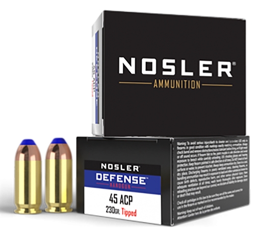 Nosler Defense Handgun 45ACP 230gr Bonded Performance Tipped 20 Per Box/10 Case 39873