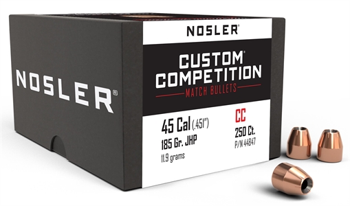 Nosler Custom Competition 45Cal 185gr Jacketed Hollow Point 250/Box 44847