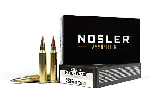 Nosler Match Grade RDF 223 Rem/5.56mm, 70gr, Hollow Point Boat Tail (HPBT), 20rd Box