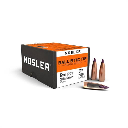 Nosler Ballistic Tip Varmint Bullets 6mm .243" 70 gr SBT-SB 250/ct 39570