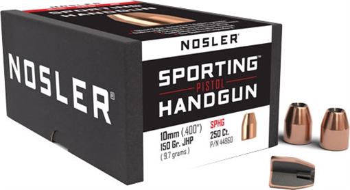Nosler Nosler Sporting Handgun Pistol Bullet 10mm 150 gr. Jacketed Hollow Point 250 pk. 44860
