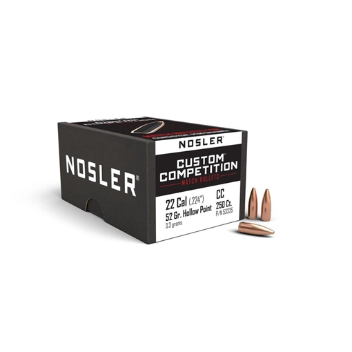 Nosler Custom Competition Bullets .22 cal .224" 52 gr HPBT 250/ct 53335